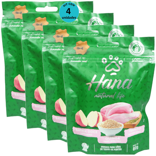 Hana Natural Life Batata Doce Quinoa Frango 80g Para Cães Adultos Kit C/ 4 Un